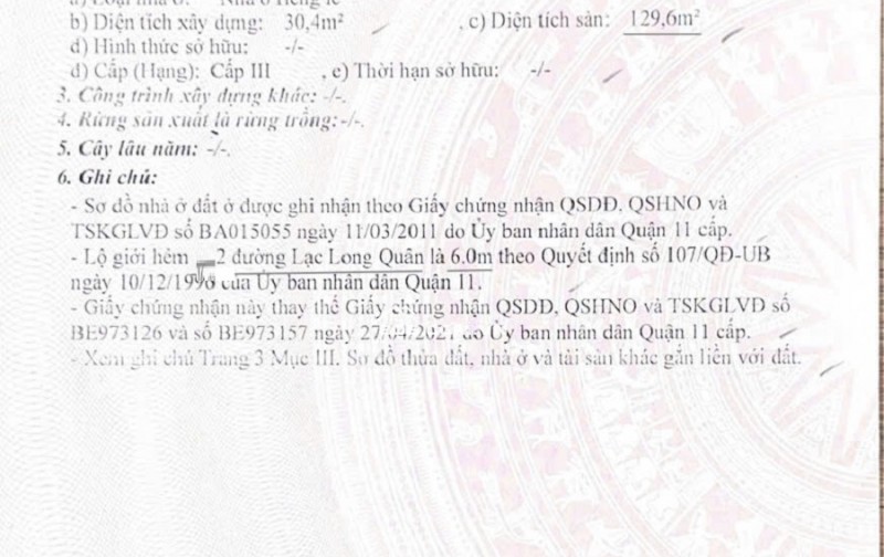 Bán Nhà HXH Đường LẠC LONG QUÂN 30,4m2 - 4TẦNG, 6,98 TỶ/TL, P3Q11
